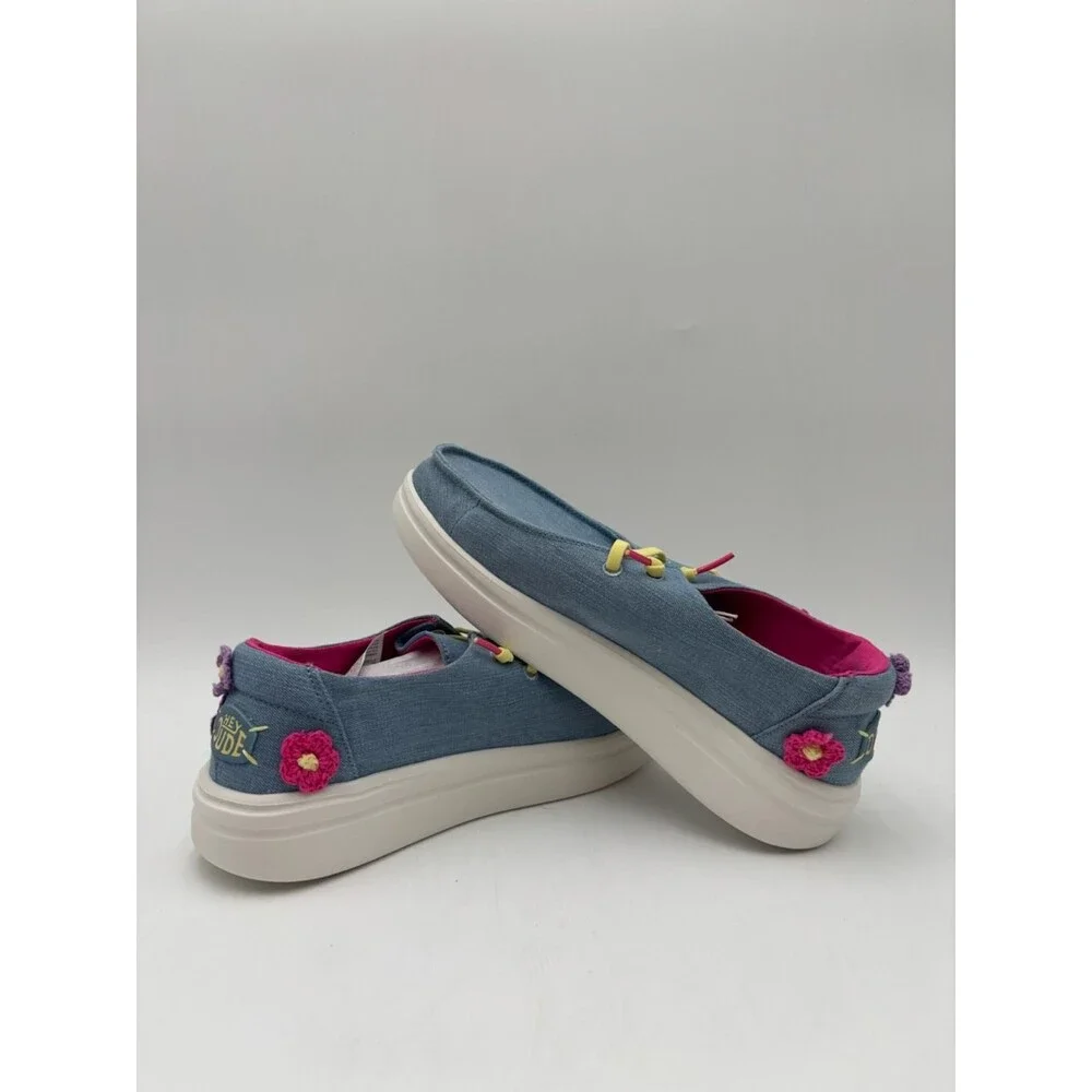Hey Dude WENDY YOUTH RISE CROCHET DAHLIA Kids' NEW Sneaker Blue US Size Y6/L7